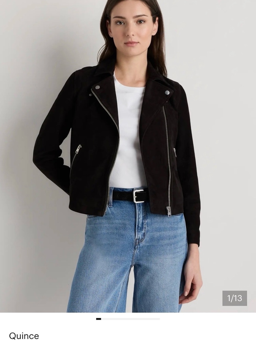 Quince cream Suede Moto Jacket